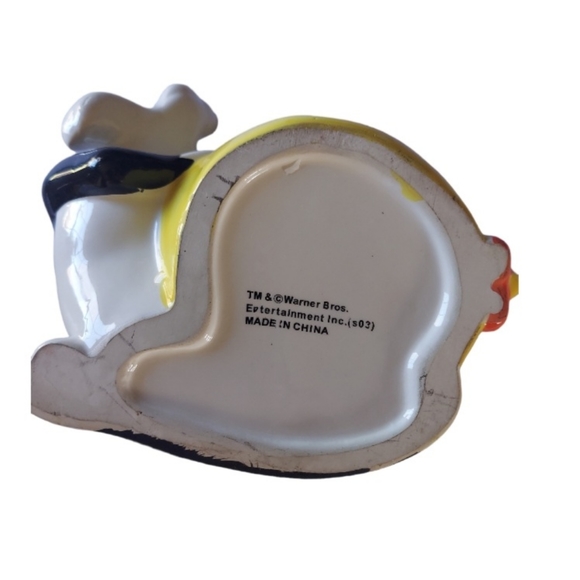 Vintage Warner Bros Looney Tunes Sylvester & Tweety Bird Yellow Ceramic Planter - Picture 7 of 7